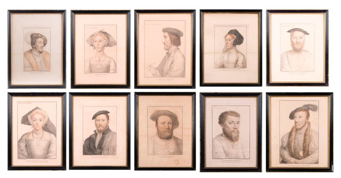 Ten Engravings of Nobility by Francesco Bartolozzi: Ten Francesco Bartolozzi (Italian, 1727-1815) after Hans Holbein the younger (German, 1497-1543). Engraved by Bartolozzi, from Portraits of Illustrious Personages of the Court of Henry VIII Engraved i