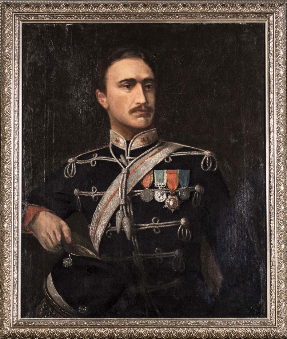 British School (19th Century): Col. D. Allen, 15th Regiment Royal Hussars. Oil on canvas, 19th century. Informational label on the verso. Canvas size 30 x 25 inches. Framed. Notice to bidders: Condition reports and additional photo