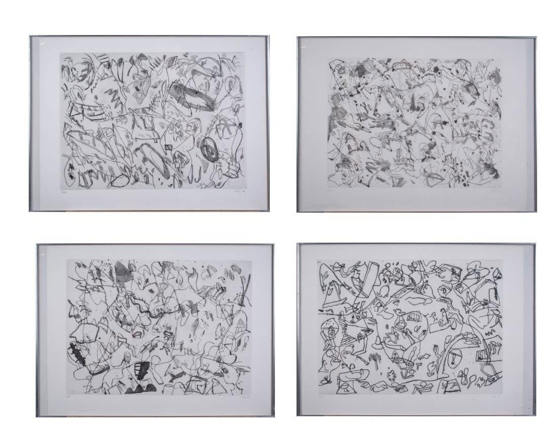 Four Prints by Jan Voss (German, b. 1936): Untitled. Color lithographs. Each signed (l.r.), numbered edition of 50 (l.l.). Sheet size 20 x 24 inches. All framed. Notice to bidders: Condition reports and additional photographs are provided by r