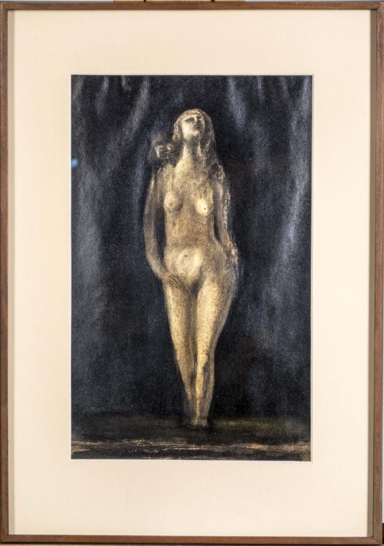 Manuel Ayaso (Spanish/American, b. 1934): Venus. Oil on paper, 1964. Cober Gallery label on the verso. Sight size 16 x 10 inches. Matted and framed. Provenance: Private Collection, New York Notice to bidders: Condition reports and additional 