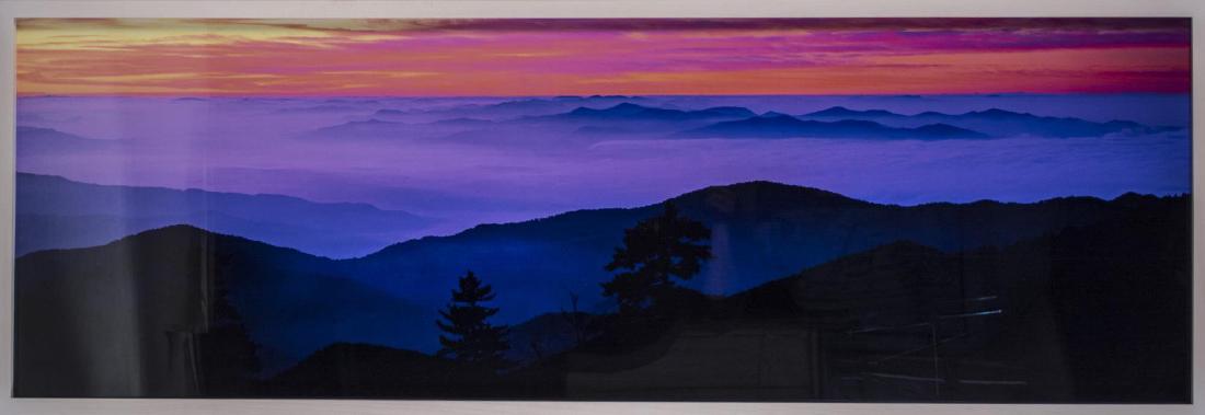 Peter Lik (American/Australian, b. 1959): Aurora (Location: Great Smokey Mountains National Park, Tennessee). Cibachrome color print mounted on plexiglass. Edition 42/950. Certificate of authenticity attached to the verso. Size 59 X 20 inches