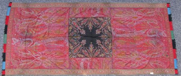 Paisley table cloth: red with black center, 10' 4" X 4' 8"