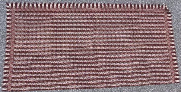 Paisley table runner: red and white, 6' 8" X 2' 10"