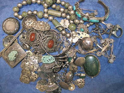 Lot of Vintage Sterling Silver Jewelry: Bracelets, pins,necklaces,filagree,native American turq, some Taxco, some signed.