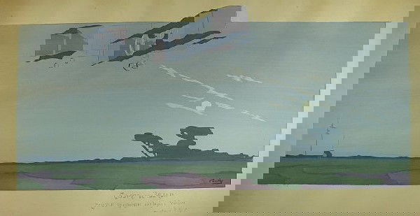 French airplane print: "Coupe de Berlin - Rougier le gagnant sur biplan Voisin moteur E.N.V.", Copyright 09 Mabileau & Co., Paris. 17 5/8" x 36 1/4". From a painting by GAMY.
