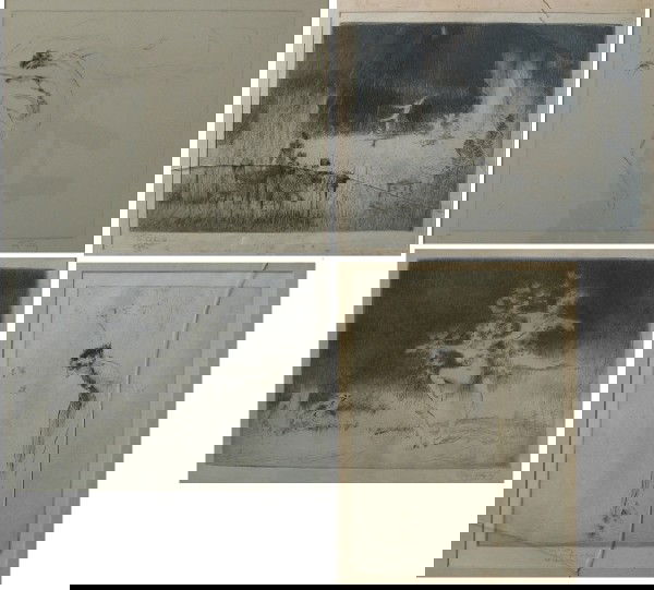 Four etchings on paper: by Troy Kinney, all pencil-signed and inscribed.