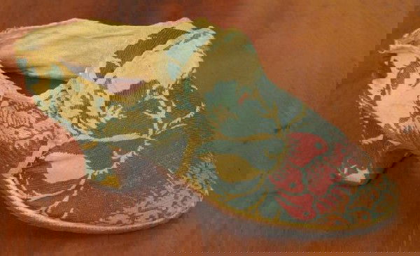 Shoe belonging to Mary Ruggles Green: (Mrs. John Green MD.) c 1760-(label has been affixed to the sole of the shoe