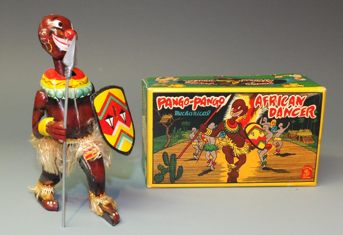 その他 PANGO-PANGO MECHANICAL AFRICAN DANCER TPS Toplay, Ltd. Tin Lithographed Windup “Pango-Pango
