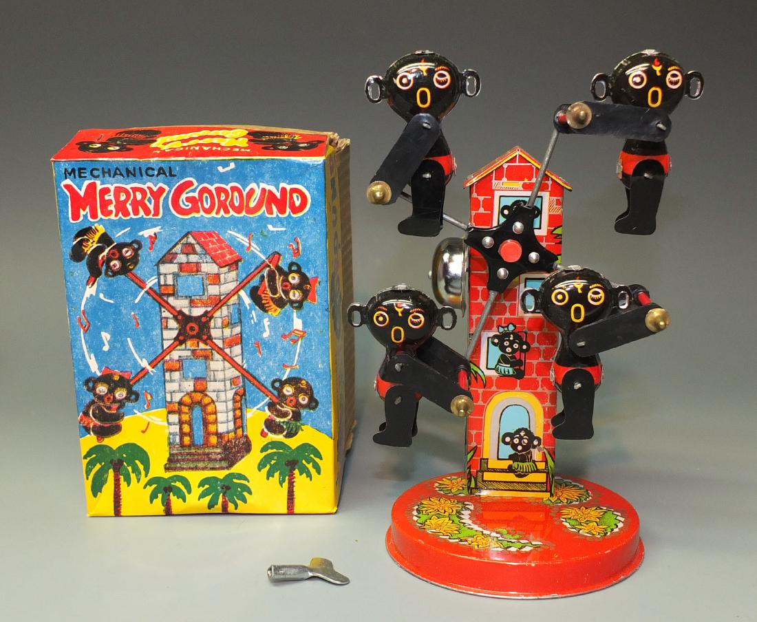 Tin Litho Windup Carousel Merry Go Round Toy