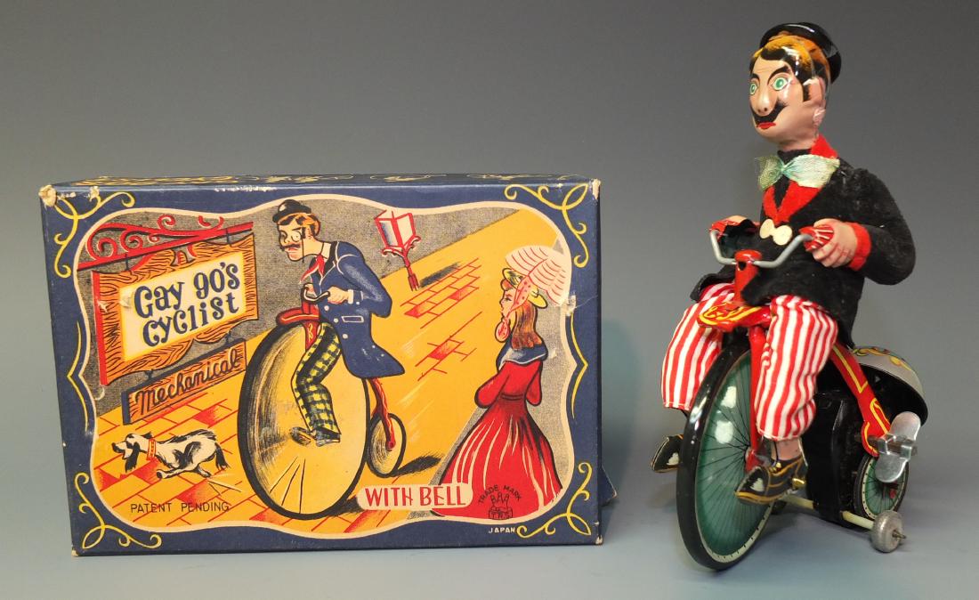 TPS JAPAN GAY 90's CYCLIST TIN WINDUP & BOX (1 of 8)