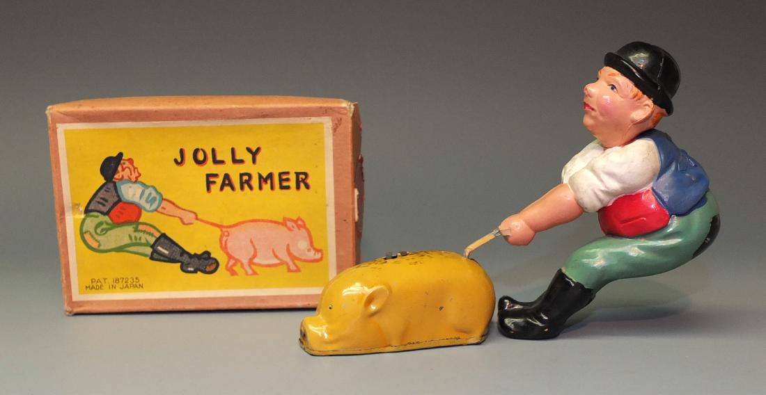 JOLLY FARMER TIN CELLULOID WINDUP & BOX (1 of 7)