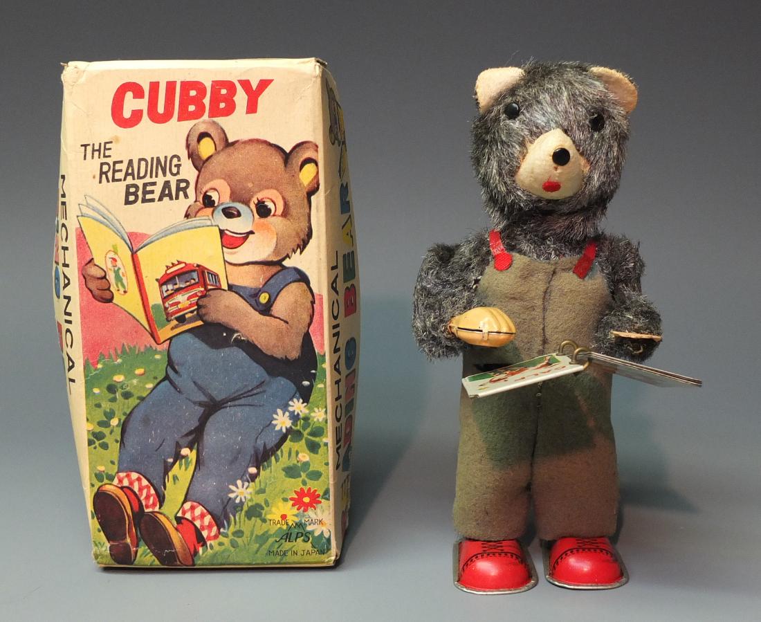 ALPS CUBBY READING BEAR WINDUP & BOX (1 of 8)