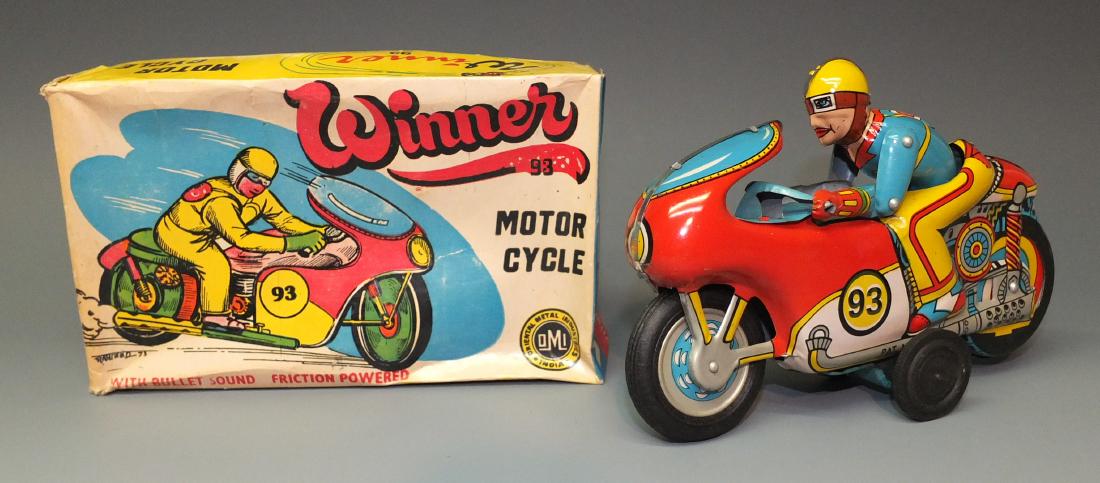 TIN FRICTION WINNER MOTORCYCLE & BOX (1 of 10)