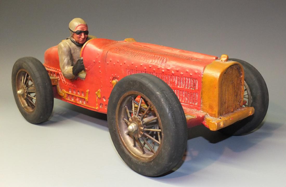 LARGE 20" WOOD GRAND PRIX RACER w/DRIVER (1 of 9)