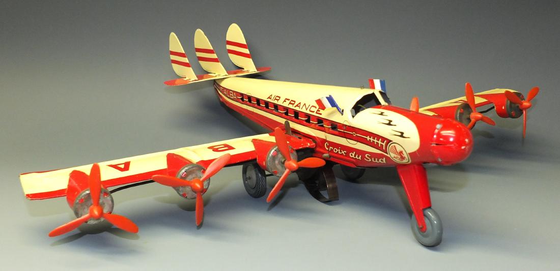 JOUSTRA AIR FRANCE 6 ENGINE TIN WINDUP AIRPLANE (1 of 8)