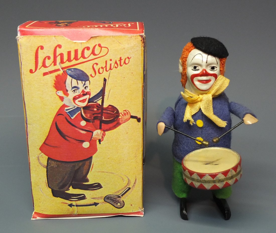 SCHUCO GERMAN 986/1 SOLISTO CLOWN DRUMMER WINDUP & BOX (1 of 7)
