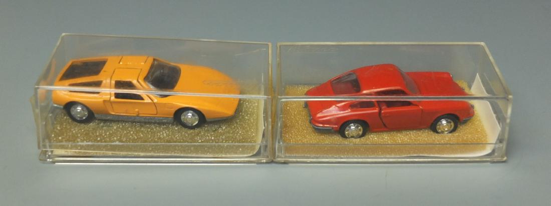 SCHUCO GERMAN 2 MODELL PORSCHE & MERCEDES SPORTS CARS: Made in Germany by Schuco. 1960's lot of 2 different Modell Porsche 911 S & Mercedes C 111 sports cars with original boxes. 2.5" long each.
