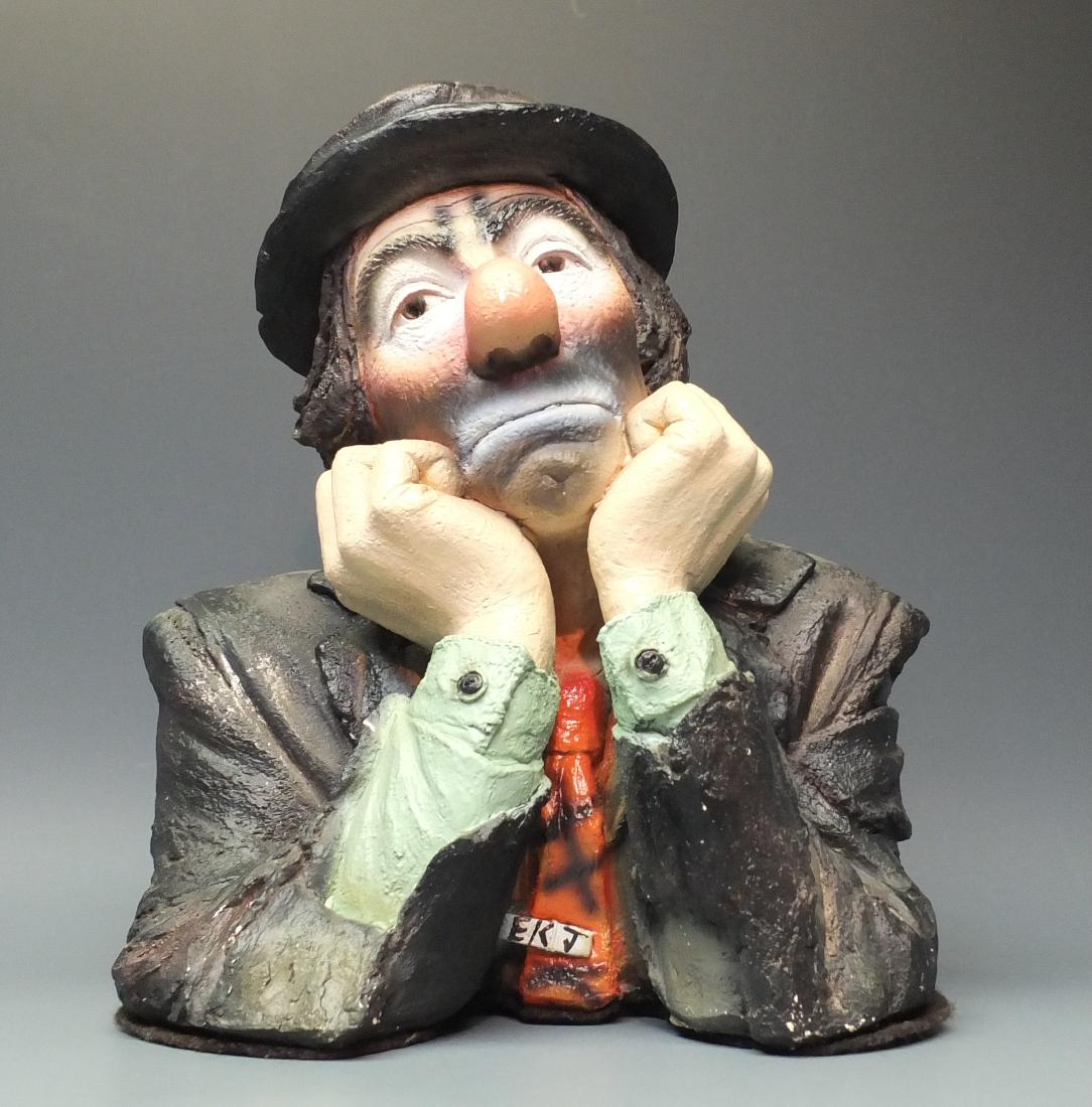 ESCO EMMETT KELLY WHY ME? CHALKWARE CLOWN BUST STATUE (1 of 7)