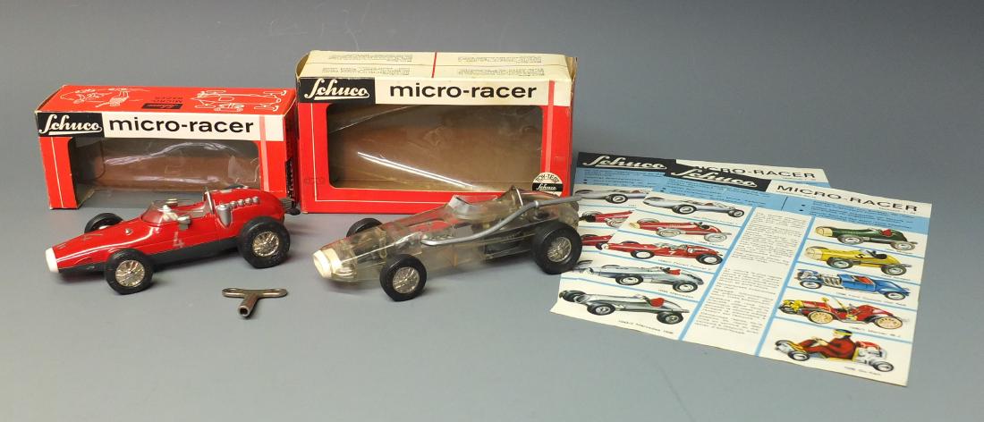 2 SCHUCO 1005 & 1040/1 WINDUP MICRO RACERS & BOX (1 of 5)