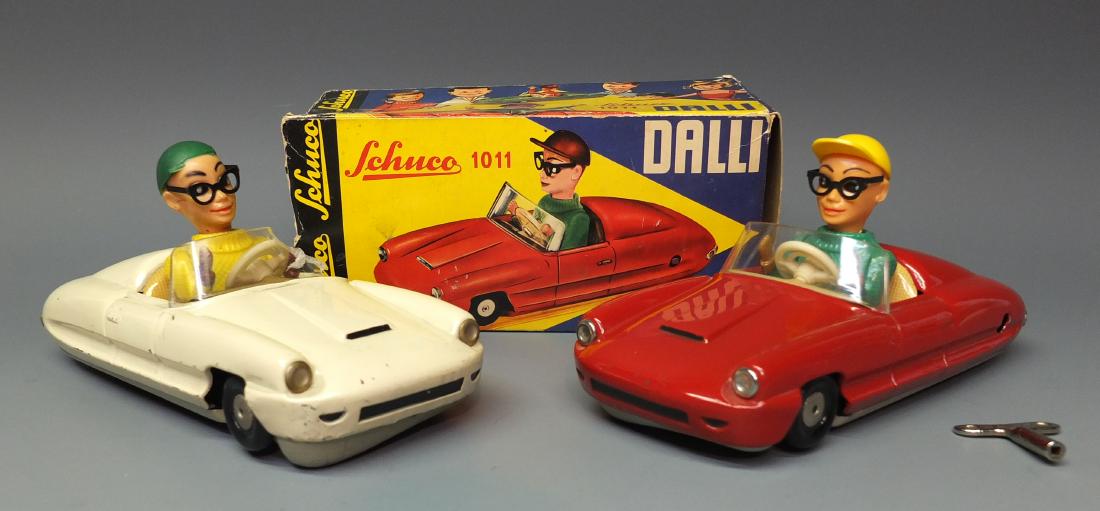2 SCHUCO 1011 DALLI TIN WIND UP CARS & BOX (1 of 11)