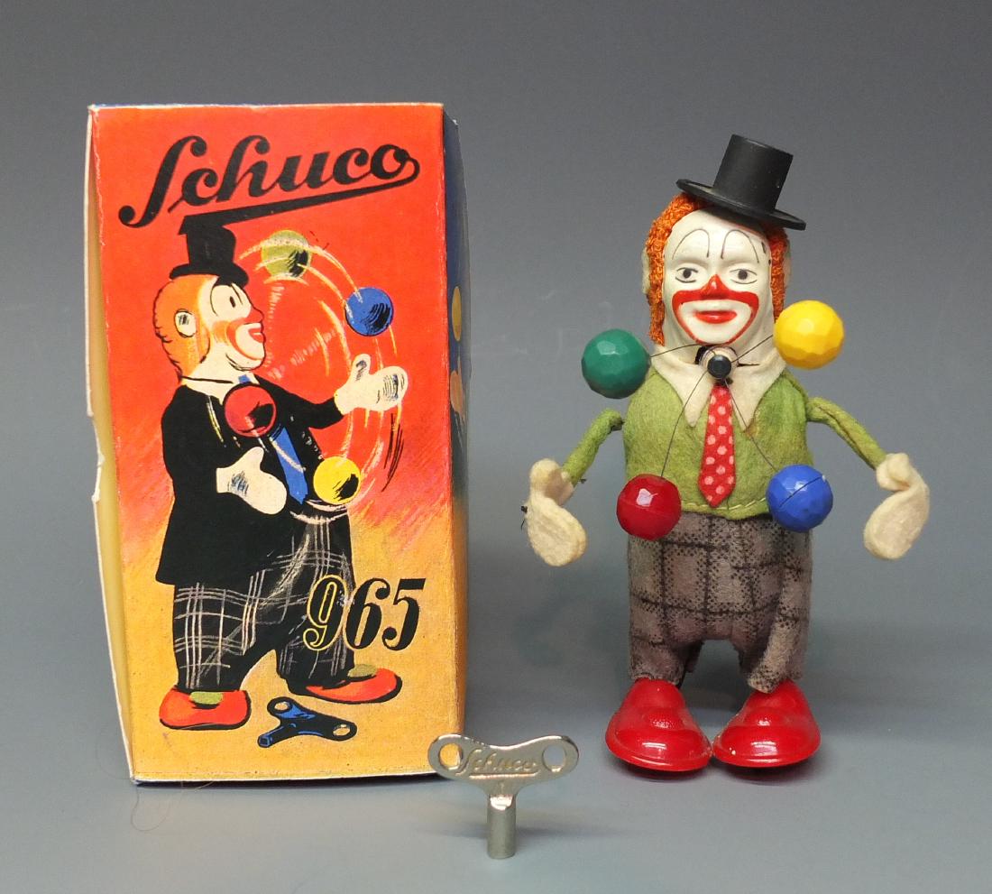 SCHUCO 965 TIN WINDUP CLOWN JUGGLER & BOX (1 of 6)