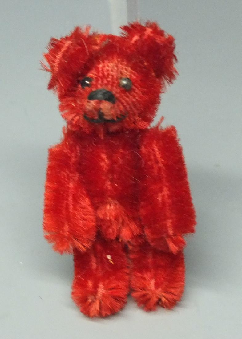 RARE SCHUCO MINIATURE 2.5" CRANBERRY TEDDY BEAR (1 of 3)