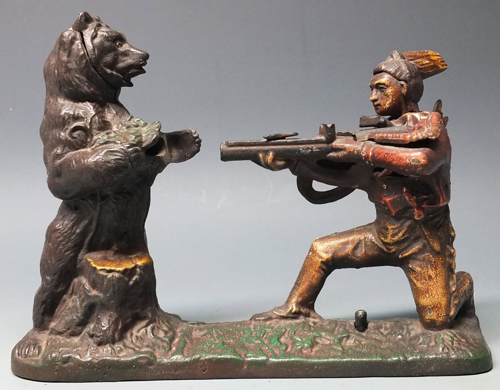STEVENS INDIAN SHOOTING BEAR MECHANICAL BANK (1 of 7)