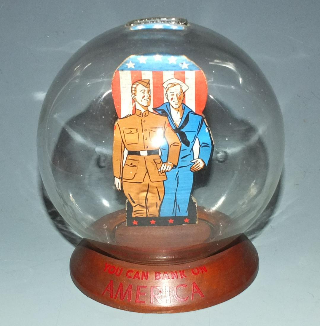 ANTIQUE YOU CAN BANK ON AMERICA GLASS BUBBLE (1 of 3)