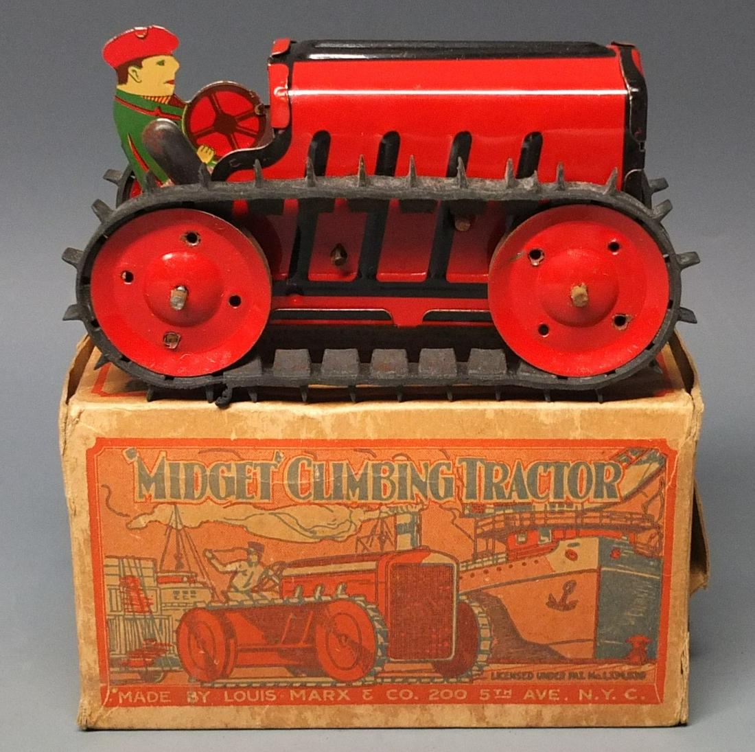 1930's MARX MIDGET CLIMBING TRACTOR & B0X (1 of 9)