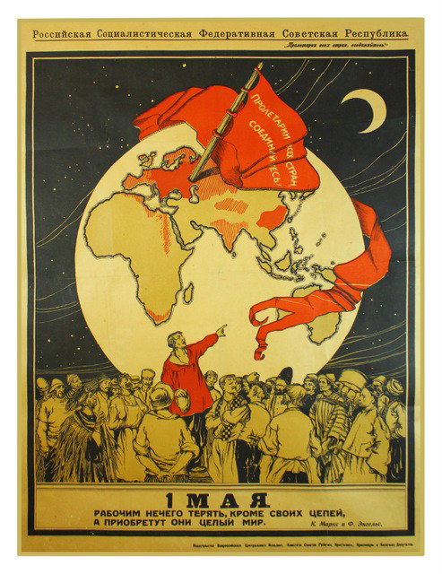 APSIT, A. May Day, 1919: 1 Maya [May Day], a poster by Alexander Apsit (1860-1944). VTSIK, Moscow, 1919, 93 x 71 cm. Modern art historians tend to consider Apsit the master of the Soviet political poster. Early Soviet critics