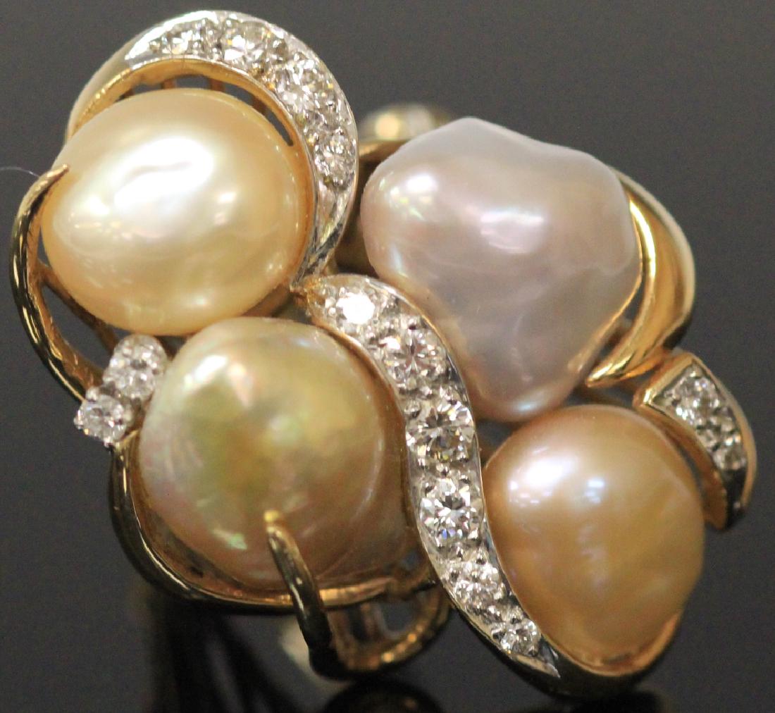 LADY'S PEARL AND DIAMOND 14KT RING (1 of 1)