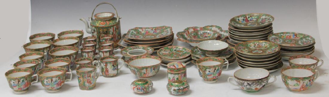 LOT OF (67) 19TH CENTURY ROSE CANTON CHINA SERVICE (1 of 5)