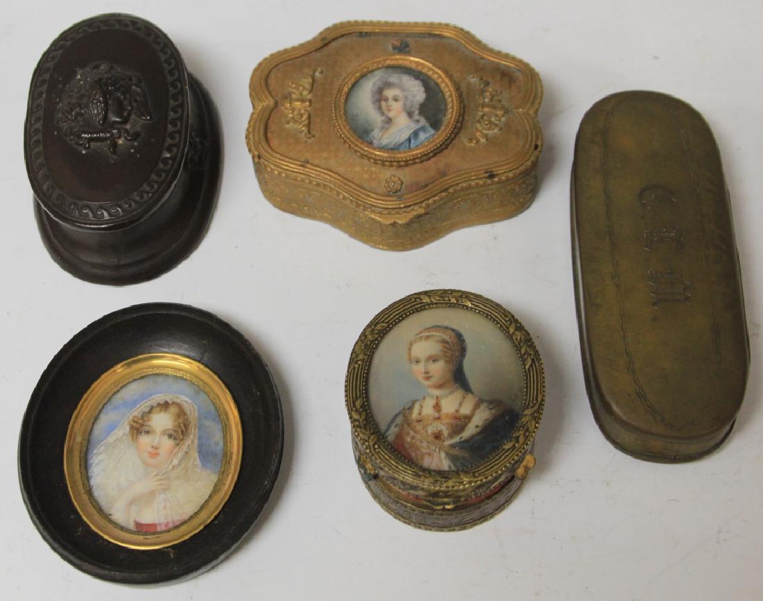 LOT OF (5) VINTAGE MINIATURE BOXES AND PAINTING (1 of 1)