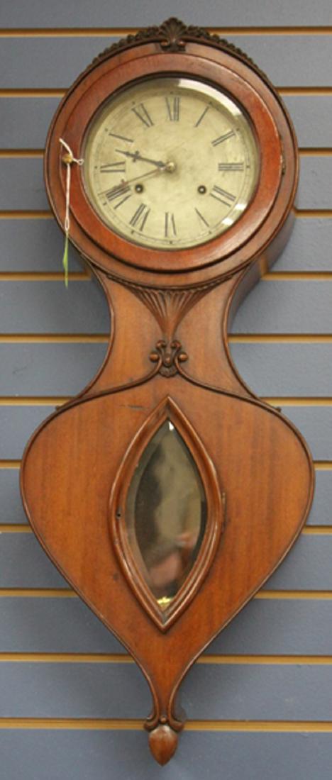 MAHOGANY WALL CLOCK, 19TH CENTURY (1 of 2)