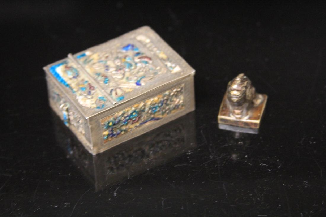 LOT OF (2) CHINESE MIRROR BOX & STAMP (1 of 1)
