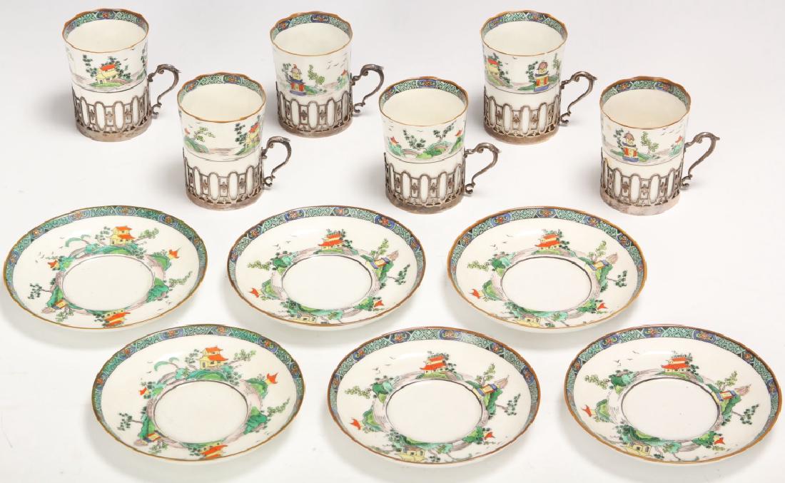 SET OF CHINESE STYLE PORCELAIN TEACUPS AND SAUCERS (1 of 4)