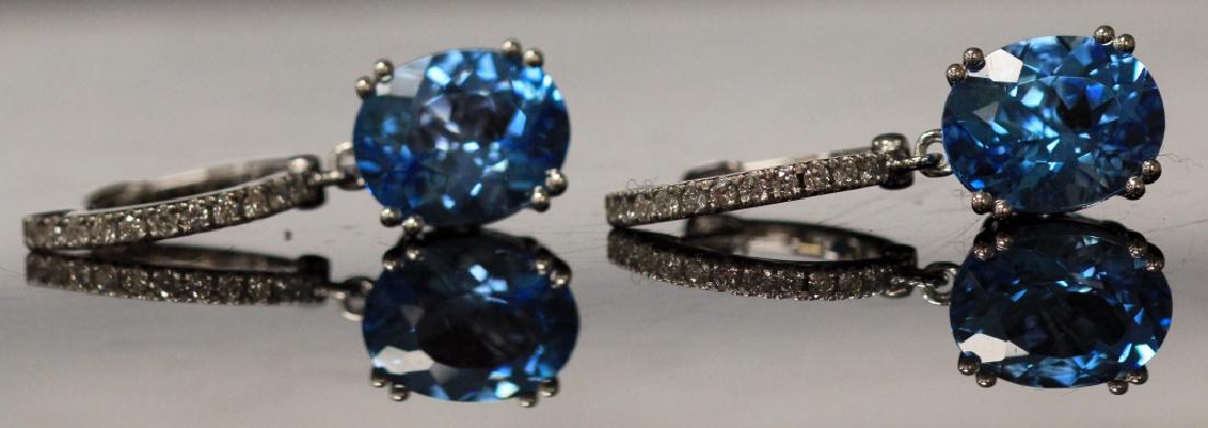 BLUE TOPAZ & DIAMOND 14KT WHITE GOLD EARRINGS (1 of 4)