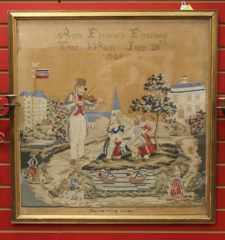MID 19TH CENTURY NEEDLEPOINT TAPESTRY, FRAMED (1 of 3)