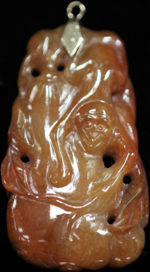 CARVED RED JADE PENDANT W/ 14KT GOLD BALE (1 of 2)