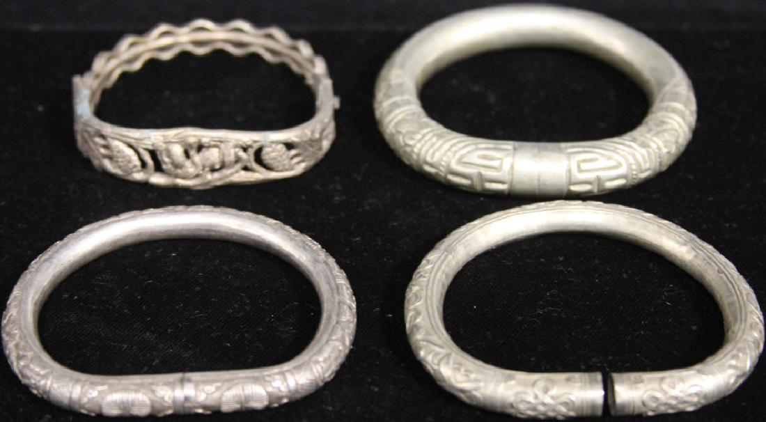 LOT OF (4) CHINESE SILVER BRACELETS (1 of 1)