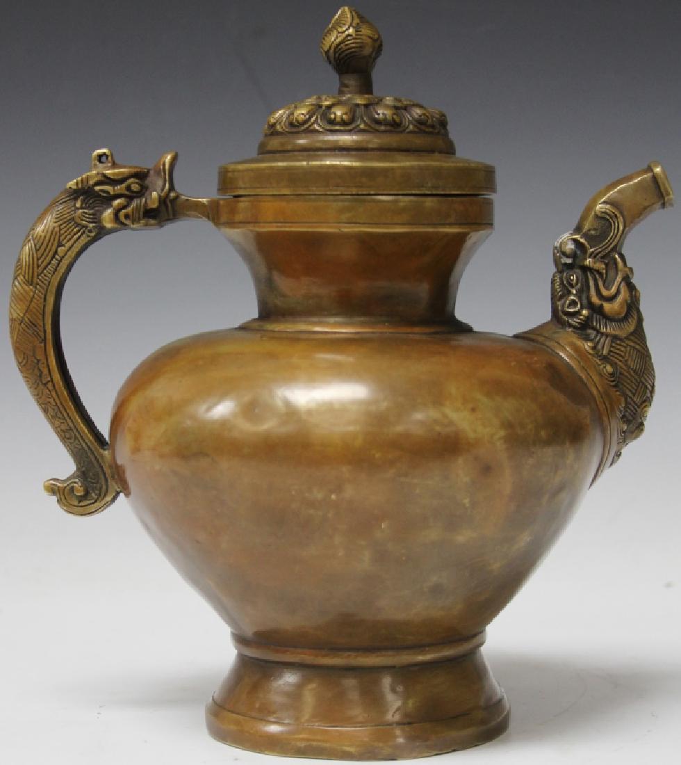 CHINESE CAST METAL TEAPOT W/ DRAGON HANDLE (1 of 2)