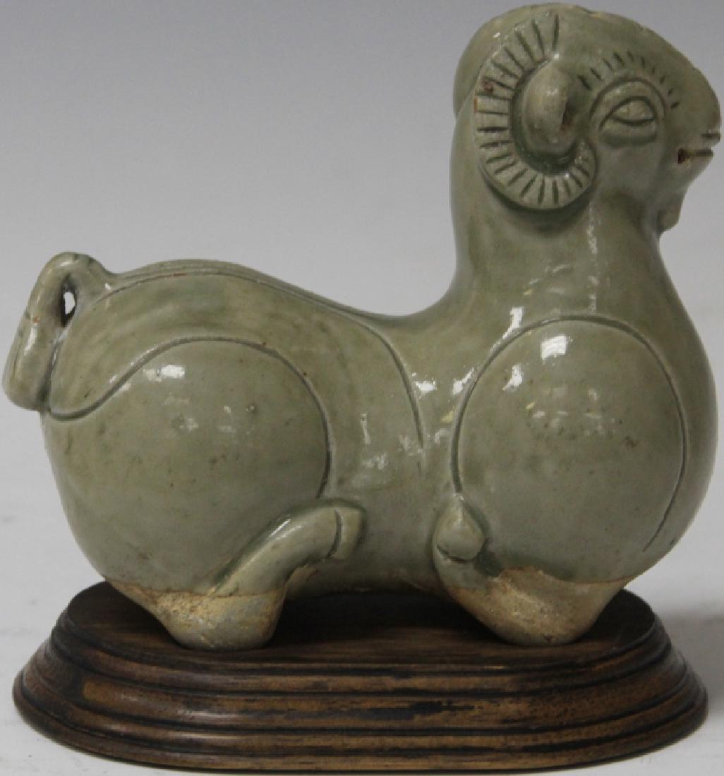 EARLY CHINESE CELADON FIGURE OF RAM (1 of 2)