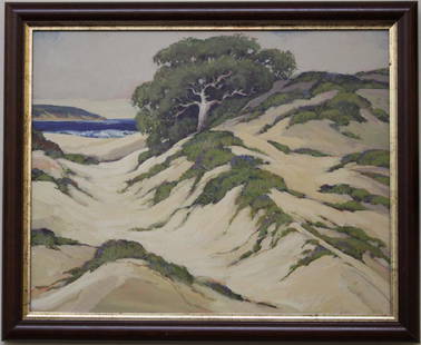 CALIFORNIA COASTAL LANDSCAPE, FRAMED OIL ON CANVAS: California coastal landscape after Percy Gray Sight- 15 1/2" x 19" Overall- 19" x 23"THIS AUCTION ITEM IS LOCATED OFF-SITE. This item can be previewed on Thursday 1/25 from 2PM - 4PM at 449 Alvarado S