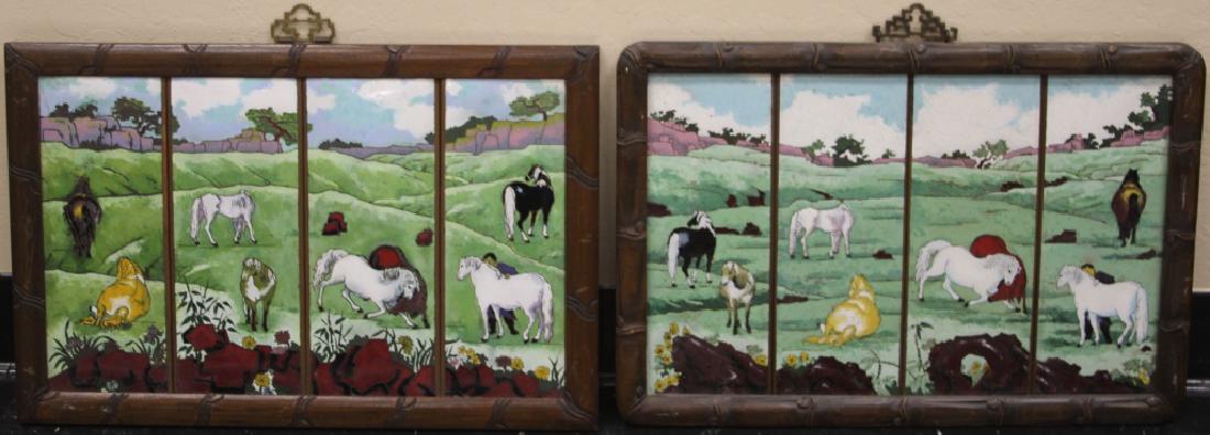 LOT OF (2) CHINESE ENAMELED FRAMED PLAQUES (1 of 5)