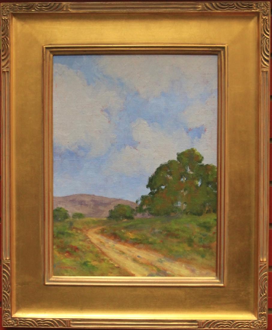 JOHN ALEXANDER (B. 1948), OIL ON BOARD: Framed landscape painting of the Santa Cruz Mountains. Sight- 12" x 16" Overall- 19" x 23"