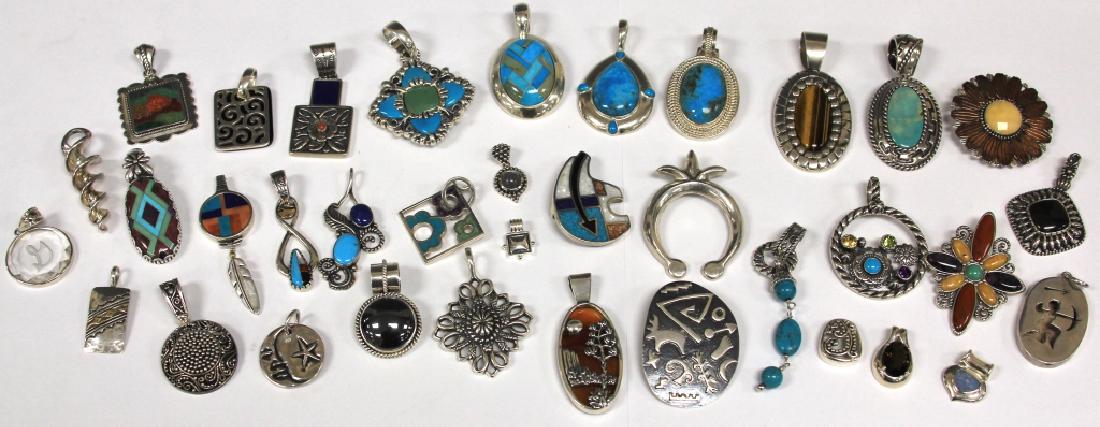 LOT OF (36) NATIVE AMERICAN STERLING PENDANTS/PINS (1 of 11)