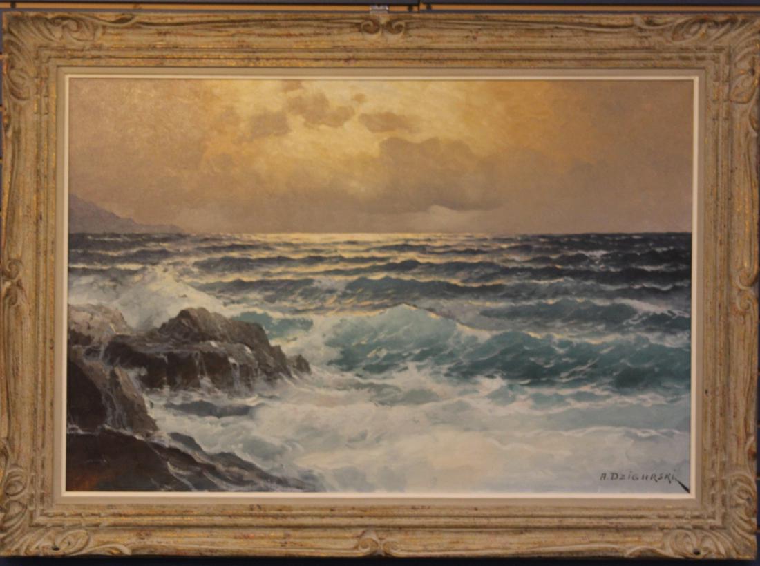 ALEXANDER DZIGURSKI (1911-1995), OIL ON CANVAS: Sight- 24" x 36" Overall- 31" x 43"