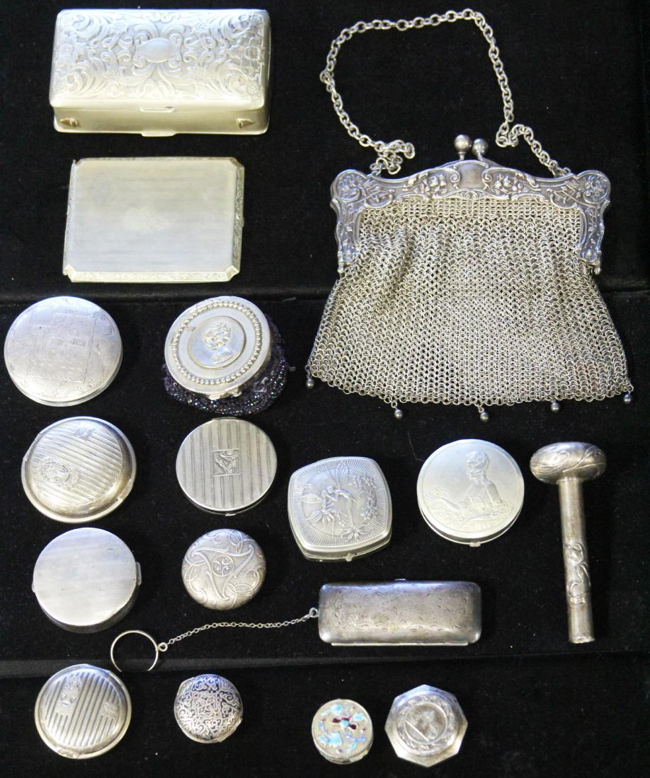 (17) VINTAGE SILVER COMPACTS, PARASOL HANDLE (1 of 3)