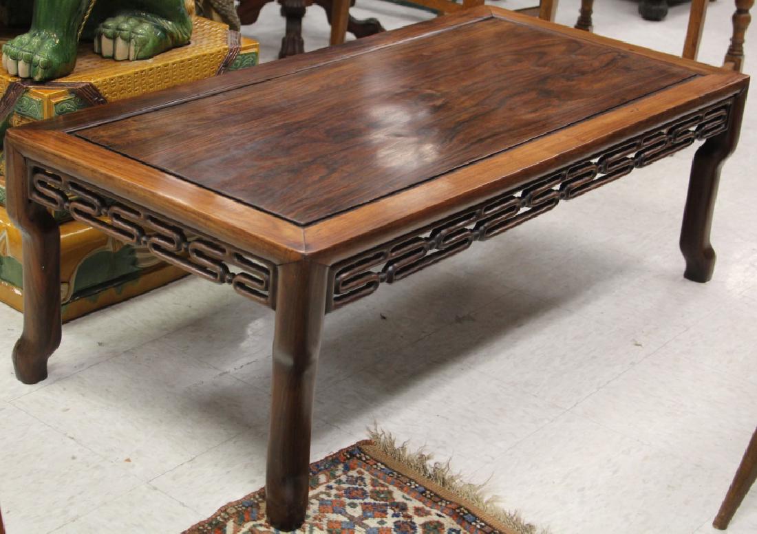 VINTAGE CHINESE ROSEWOOD CARVED COFFEE TABLE