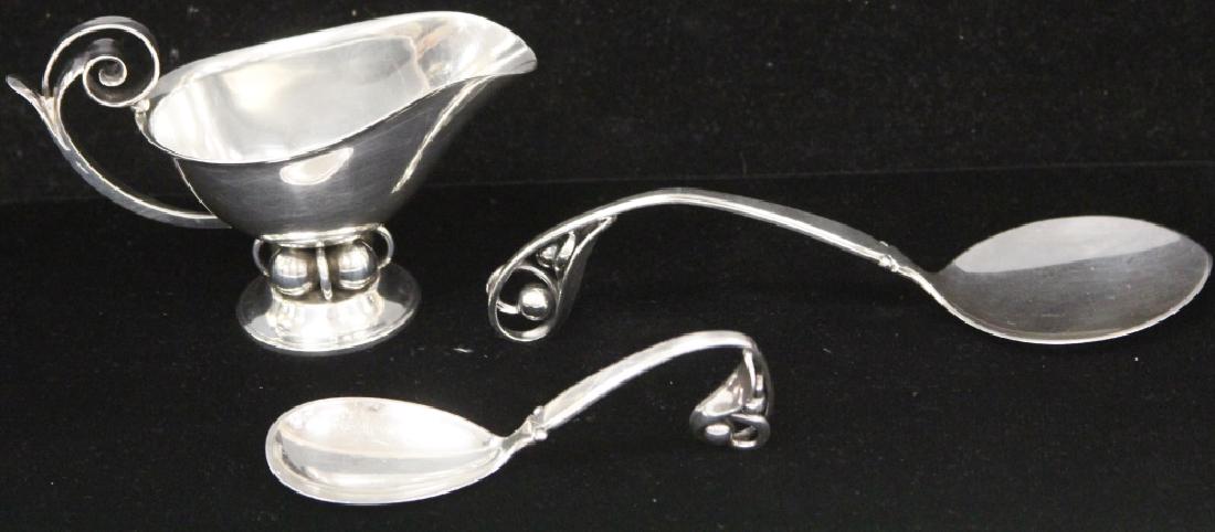 LOT OF (3) DANISH STERLING SPOONS & CREAMER (1 of 2)